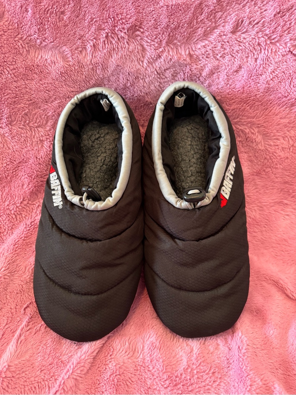 Baffin Cush Unisex Black and Gray Quilted Insulated Hybrid Slippers